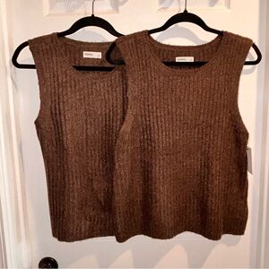 Sleeveless Ribbed Top Pullover Women’s Brown Size Large Or X-Large New With Tags